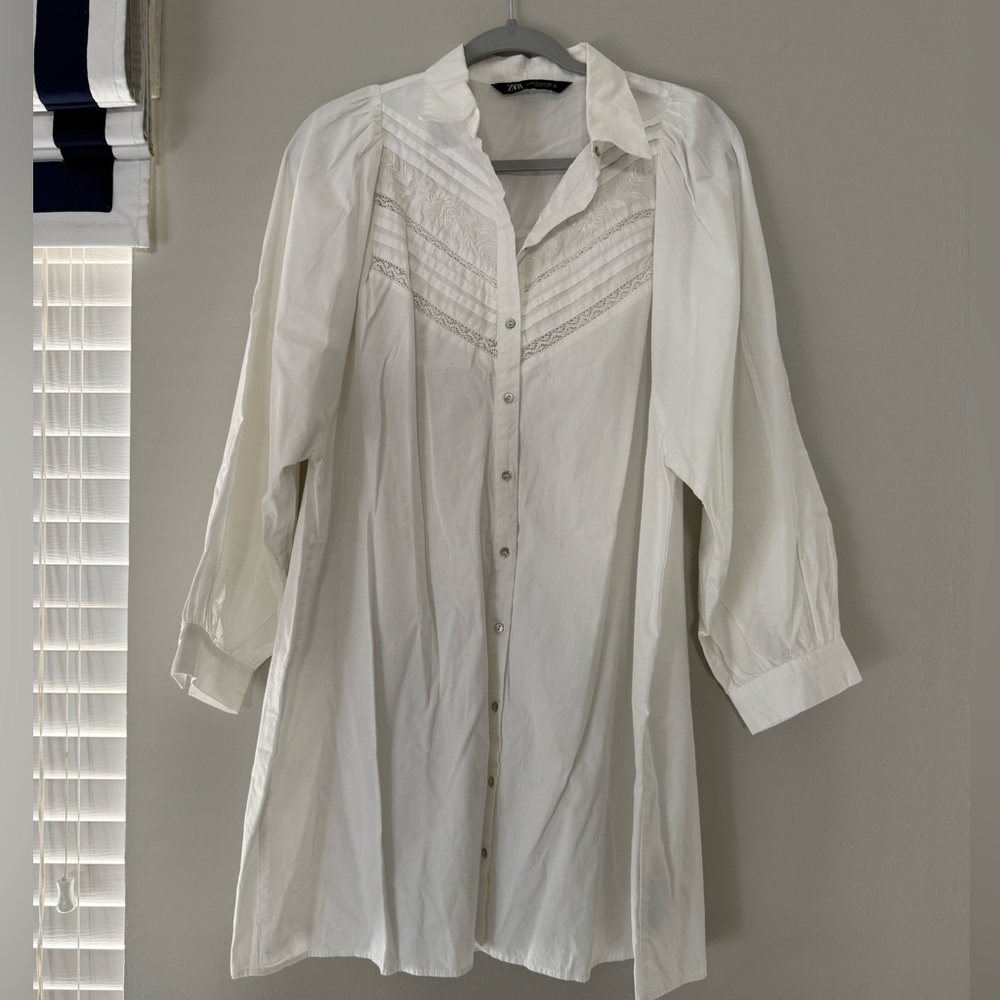 Zara Cream Button-Front Mini Dress